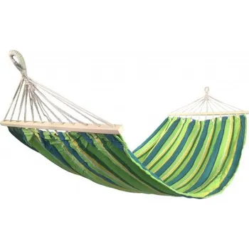 Houpací síť Houpací síť s výztuhou PolyCotton, žluto-zelená, 200x90cm, 120kg