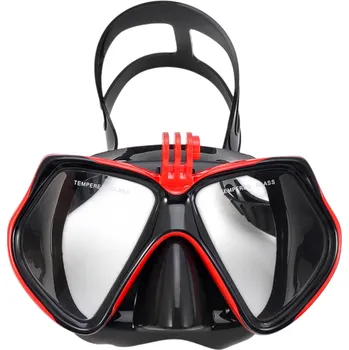 Potápěčské vybavení Potápěčské brýle s držákem na akční kameru 16,6 x 9,3 cm Silikonová maska s tvrzeným sklem Antimlžící technologie Šnorchlovací brýle červená