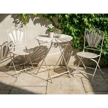 Zahradní stůl Zahradní stůl krémově bílý kovový ø 70 cm kulatý venkovní dekorativní moderní nábytek retro balkon terasa zahrada Beliani