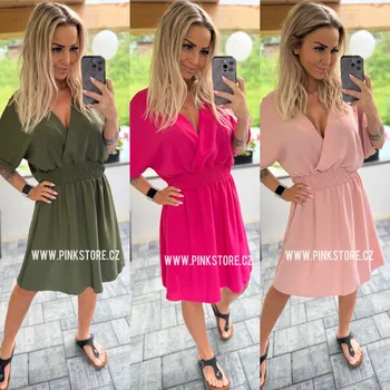 Dámské oblečení Letní šaty s gumou SARAH Barva: Khaki