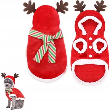 Obleček pro psa Vánoční kostým pro psa kočku sob teplý plyšový L