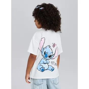 Dívčí spodní prádlo Sinsay - Bavlněná košilka s potiskem Lilo & Stitch - krémová - 382HS-01X - 382HS-01X-98