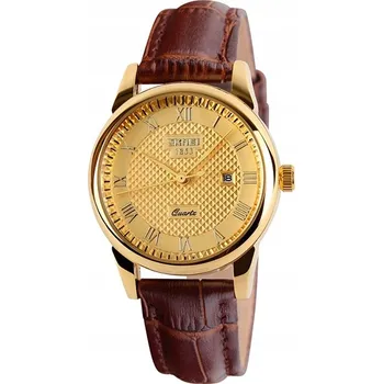 Hodinky Dámské hodinky SKMEI analogový kožený řemínek datumovka hnědá černá