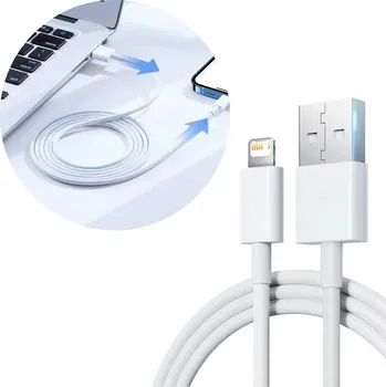 Datový kabel Nabíjecí kabel pro iPhone iPad USB Lightning 1m, bílý, datový přenos