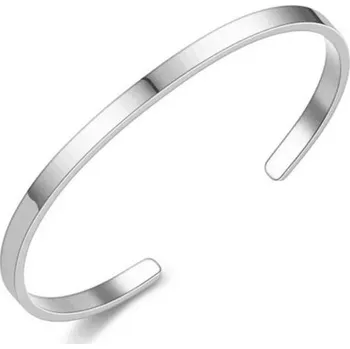 Náramek Jednoduchý otevřený náramek pro ženy Elegantní kovový náramek pro každodenní nošení Stylový dámský náramek minimalistický design 4 mm stříbrná