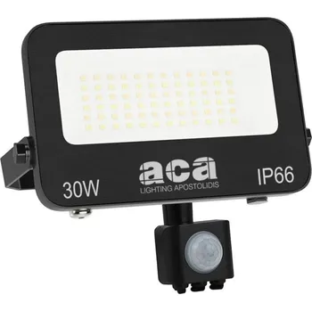 ACA Lighting LED SMD černý reflektor s pohybovým čidlem 30W 3CCT 3000lm 185-260V Ra80 IP66 N30CCTS