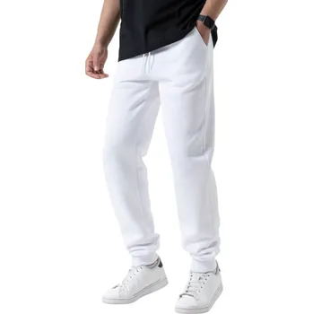 Pánské tepláky jednobarevné s kapsami na tkaničku, polyester, pohodlný střih pro sport a volný čas bílá M