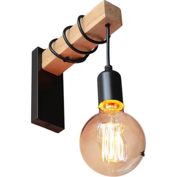 Nástěnné svítidlo Retro dřevěná LED nástěnná lampa E27, 220V/110V, industriální osvětlení pro ložnici, koupelnu a restaurace