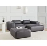 Modulární pohovka černá veganská umělá kůže 3místná levostranná rohová pohovka s taburetem moderní minimalistický styl obývací pokoj Beliani