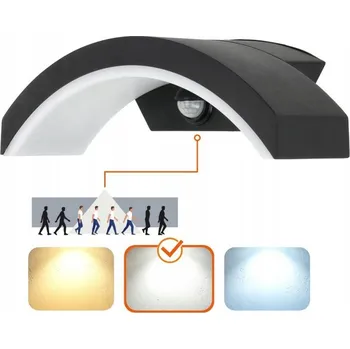 Nástěnné svítidlo Venkovní nástěnné LED svítidlo s pohybovým senzorem 10W 4000K IP54 černé
