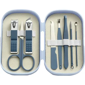 Sada na manikúru a pedikúru 8 ks Nástroje pro péči o nehty Kleštičky nůžky pilník Zastřihovač nehtů pro muže a ženy modrá