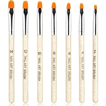 Sada 7 ks štětců na nehty 4-8 mm, 6-12 mm Nylonové profesionální štětce na akryl gel lak Kosmetické štětce na malování a modelování nehtů