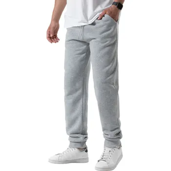 Pánské tepláky jednobarevné s kapsami na tkaničku, polyester, pohodlný střih pro sport a volný čas šedá S