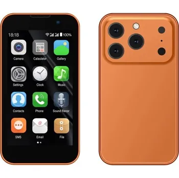 Mobilní telefon Mini smartphone SERVO 17SE MINI 3G, Android 9, 90x47x12,2 mm, odemykání obličejem, kompaktní mobil pro každodenní použití oranžová