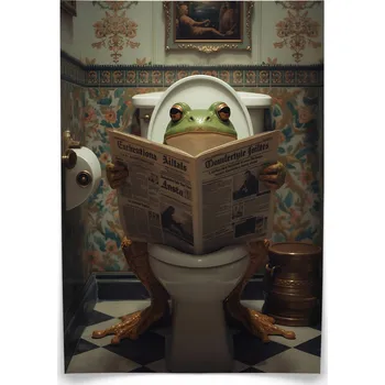 Obraz Plakát Žába na záchodě 30x40 bez rámu 30 x 40 cm