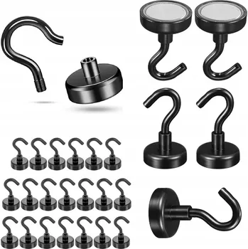 Věšák MAGNETICKÝ HÁČEK MAGNET SILNÝ NA LEDNIČKU / DVEŘE, SADA 20 ks HÁKŮ