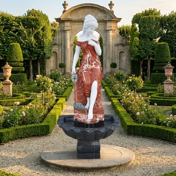 Zahradní dekorace Zámecká mramorová fontána - Dáma s vědrem - UNIKÁT