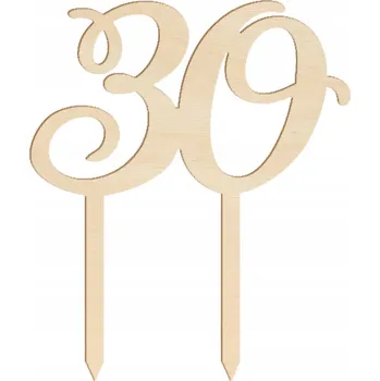 Jedlá dekorace na dort ZÁPICH DO DORTU ČÍSLO 30 DŘEVĚNÁ K NAROZENINÁM