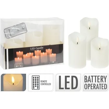 Svíčka Sada 3 LED svíček v bílé barvě