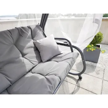 Zahradní houpačka ZAHRADNÍ HOUPAČKA S MOSKYTIÉROU 220 x 130 x 175 CM ŠEDÁ S FUNKCÍ LŮŽKA