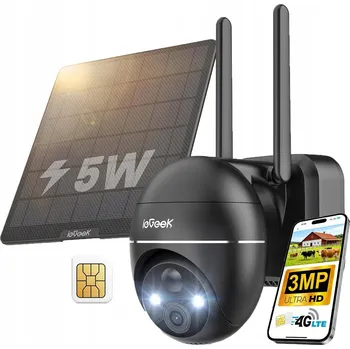 IP kamera Venkovní solární kamera 2K 3MPX SIM karta 4G LTE OTOČNÁ PIR detekce