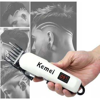 KM-809A KEMEI STŘÍHACÍ STROJEK NA VLASY 3 NÁSTAVCE HOLICÍ STROJEK LCD