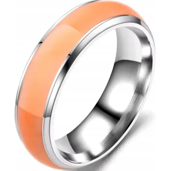 Prsten Svítící prsten ve tmě Stylový moderní stříbrný oranžový