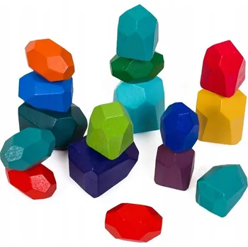 Dřevěná hračka Dřevěná barevná věz, Kameny - 16ks