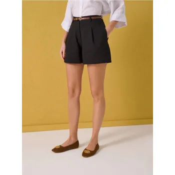 Sinsay - Bavlněné rovné šortky s páskem - černá - 165HC-99X - 165HC-99X-L