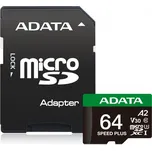 ADATA Speed Plus MicroSD 64 GB UHS-I U3 V30 + SD adaptér
