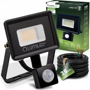 LED reflektor ZUNA2 50W 4500lm 4000K IP44 černý s pohybovým senzorem LUMILED