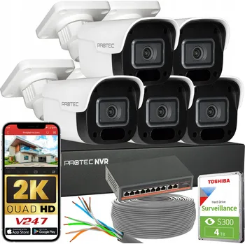 IP kamera Sada monitoringu 5 IP PoE kamer 4Mpx, PoE switch, detekce, HDD 4TB