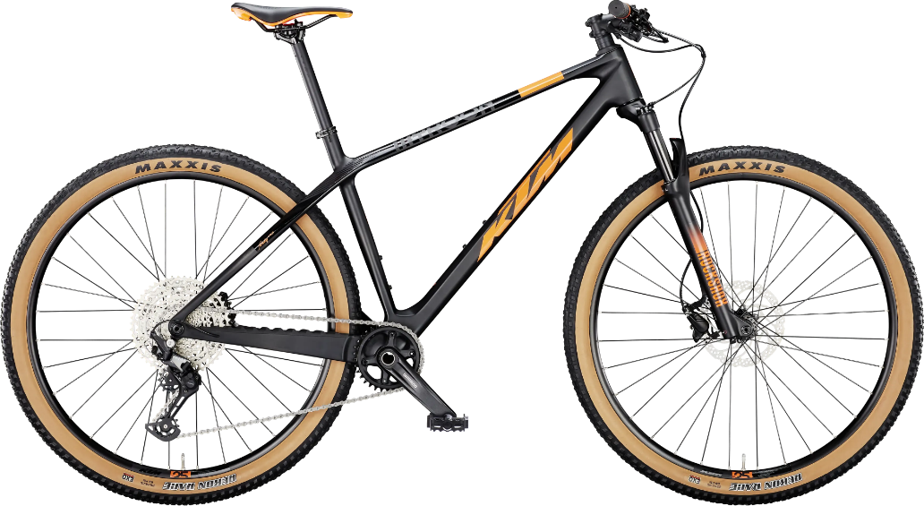 Kolo KTM MYROON COMP 29 Black Matt (Orange + Black Glossy + přiznaný karbon), 2025 Velikost rámu: L