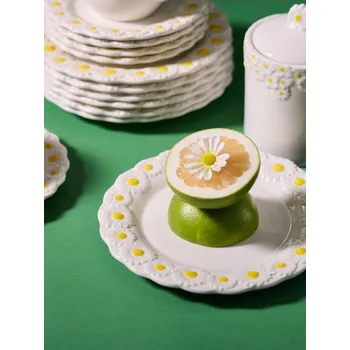 Talíř Sinsay - Dolomitový talíř s kopretinami - bílá - 077HD-00X - 077HD-00X-ONE