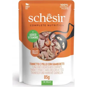Krmivo pro kočku Schesir Tuňák Kuře s Krevetami v Želé 85g
