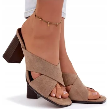 Dámské pantofle NAZOUVÁKY DÁMSKÉ EKO SEMIŠOVÉ NA PODPATKU ŠPALKU PROPLÉTANÉ PÁSKY BÉŽOVÉ 39