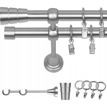 Garnýž GARNÝŽ DVOJITÁ 120 CM 19/19 MM CHROM MAT VÁLEC BASIC TICHÁ KOLEČKA NA ŽABKY