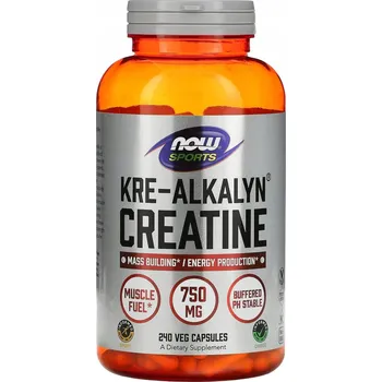 Kreatin NOW FOODS Kre-Alkalyn Creatine - Pufrovaný Kreatin Monohydrát 750 mg (240 kapslí)