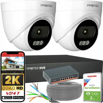 IP kamera Monitorovací sada 2 IP kamery 4Mpx kopulovité, PoE switch, vnitřní, HDD 2TB