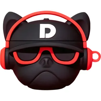 Příslušenství pro sluchátka 3D buldok design silikonové pouzdro pro AirPods 1 2 Odolný obal proti nárazům a prachu s přístupem k nabíjecímu portu a tlačítku červená