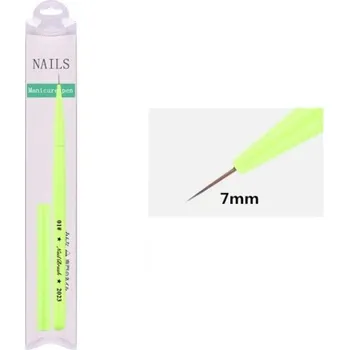 Zelený kosmetický štěteček NailBrush 2023 7 mm pro jemné a elegantní malování nehtů – štěteček na nehtové umění, profesionální i domácí použití