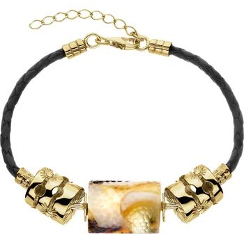 Náramek Pozlacený stříbrný náramek s jantarem - AP544-0337