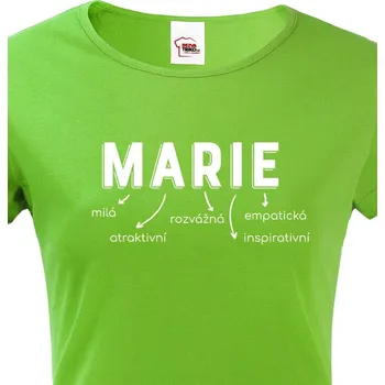 Dámské tričko Dámské tričko k svátku Marie, Barva Zelená, Velikost M, Canvas Dámské tričko s krátkým rukávem Bezvatriko.cz 3182