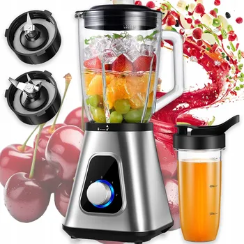 STOJANOVÝ MIXÉR NA SMOOTHIE KOKTEJLY SKLENĚNÝ MLÝNEK NA KÁVU DRTÍ LED