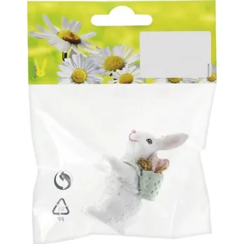 Velikonoční dekorace Velikonoční figurka králík polyresin 2,5 x 6 cm bílý