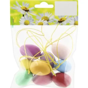 Velikonoční dekorace Velikonoční vajíčka závěsná dřevěná 9 ks barevná