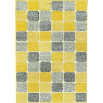 Koberec Breno Kusový koberec PORTLAND 172/RT4J, 67x120 cm, Žlutá/Vícebarevné