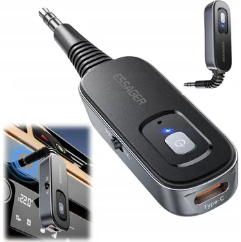 Bluetooth adaptér Bluetooth vysílač a přijímač 2v1 AUX Minijack 3,5 mm TX RX USB-C