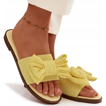 Dámské pantofle NAZOUVÁKY S MAŠLIČKOU, ŽLUTÉ, VELIKOST 36