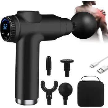 Masážní přístroj PROFESIONÁLNÍ MASÁŽNÍ PISTOLE 32 RYCHLOSTÍ 4 HLAVICE 3500 RPM + USB KABEL